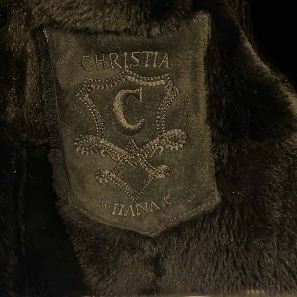 Vintage Christia Hana K Suede Fur Black Coat - Picture 14 of 17